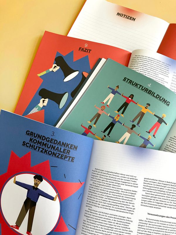 Gestaltung und Illustrationen Broschüre für Aktion Zivilcourage